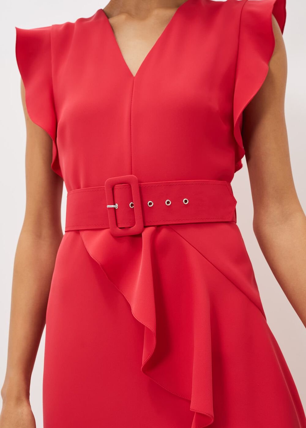 Phoebe Frill Belted Maxi Dress Coral