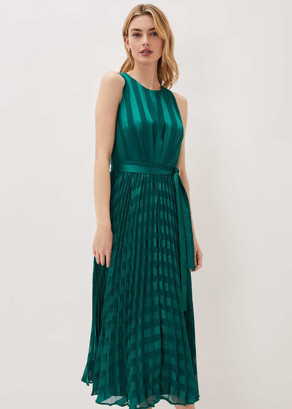 Beverley Stripe Jacquard Midaxi Dress Jade