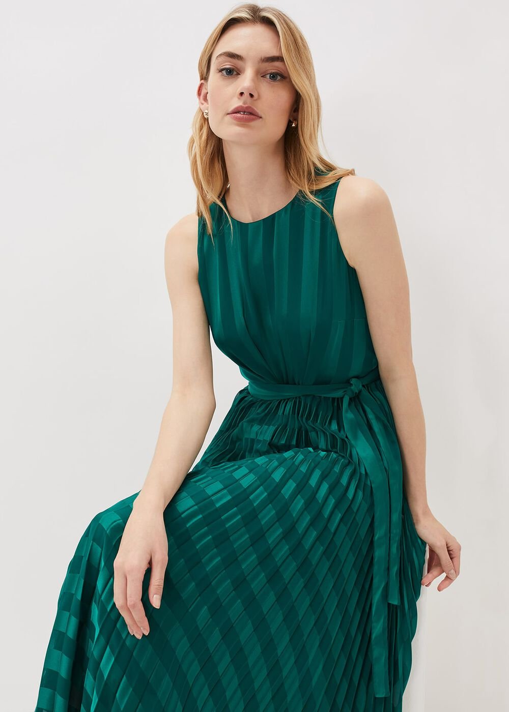 Beverley Stripe Jacquard Midaxi Dress Jade