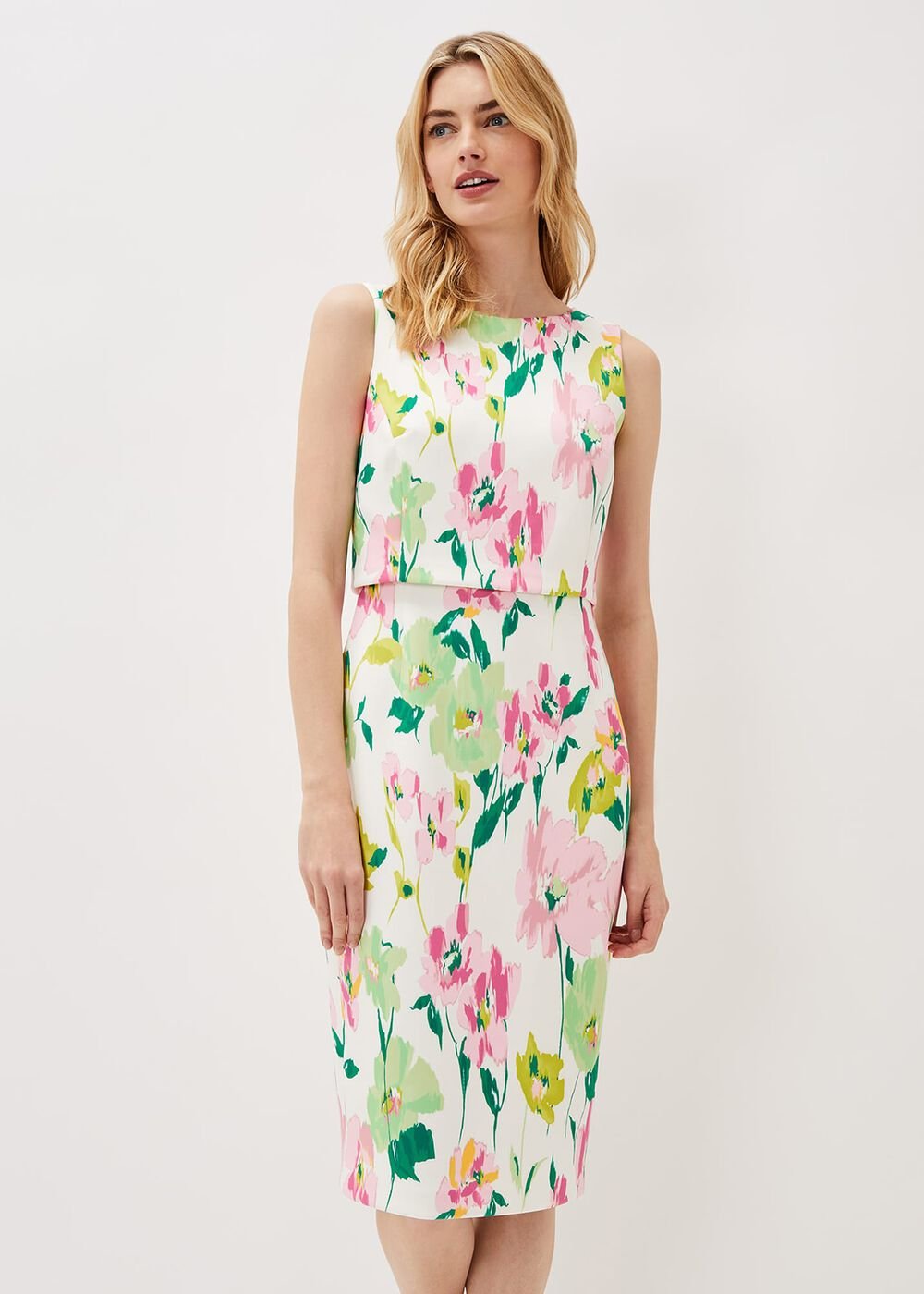 Effie Floral Scuba Dress Ivory