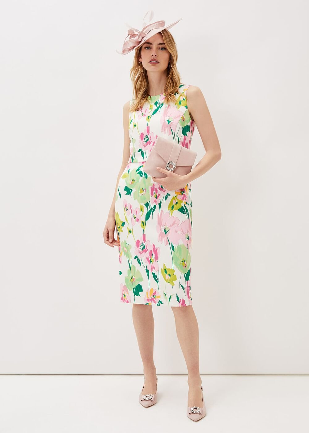 Effie Floral Scuba Dress Ivory