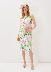 Effie Floral Scuba Dress Ivory