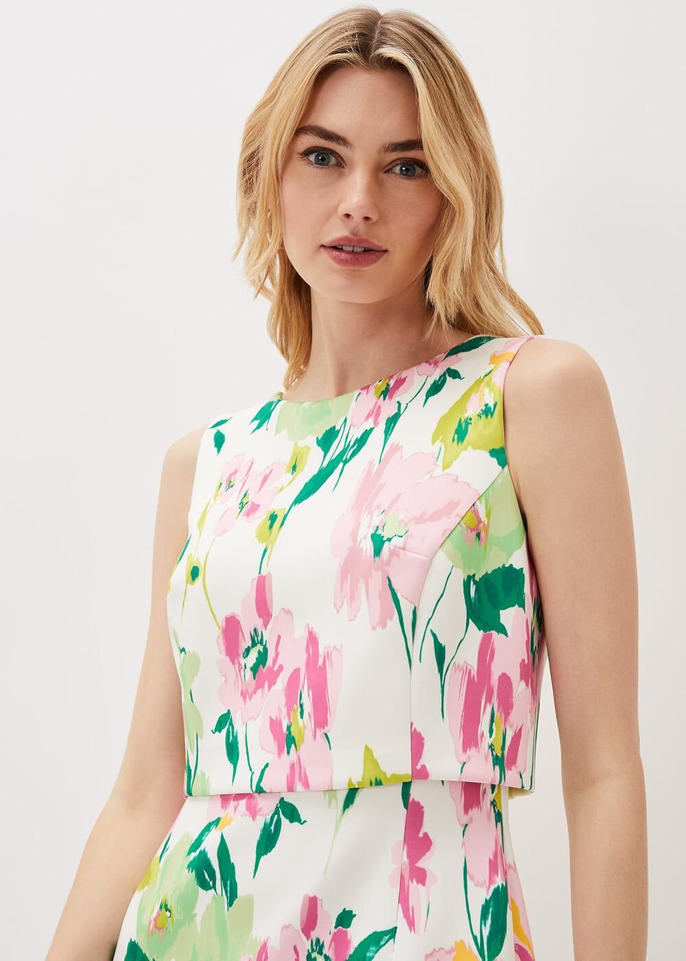 Effie Floral Scuba Dress Ivory