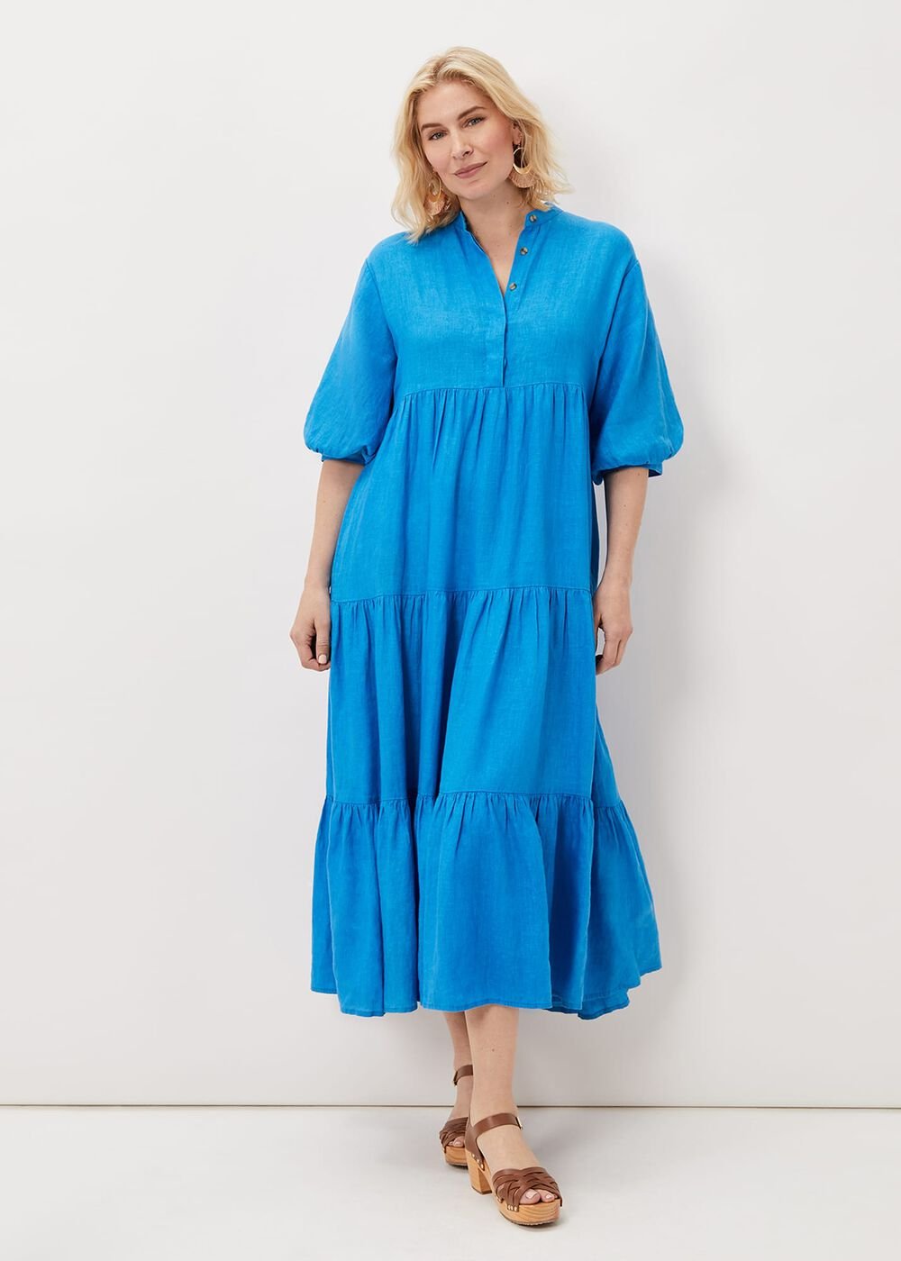 Gracie Tiered Maxi Dress Azure Blue