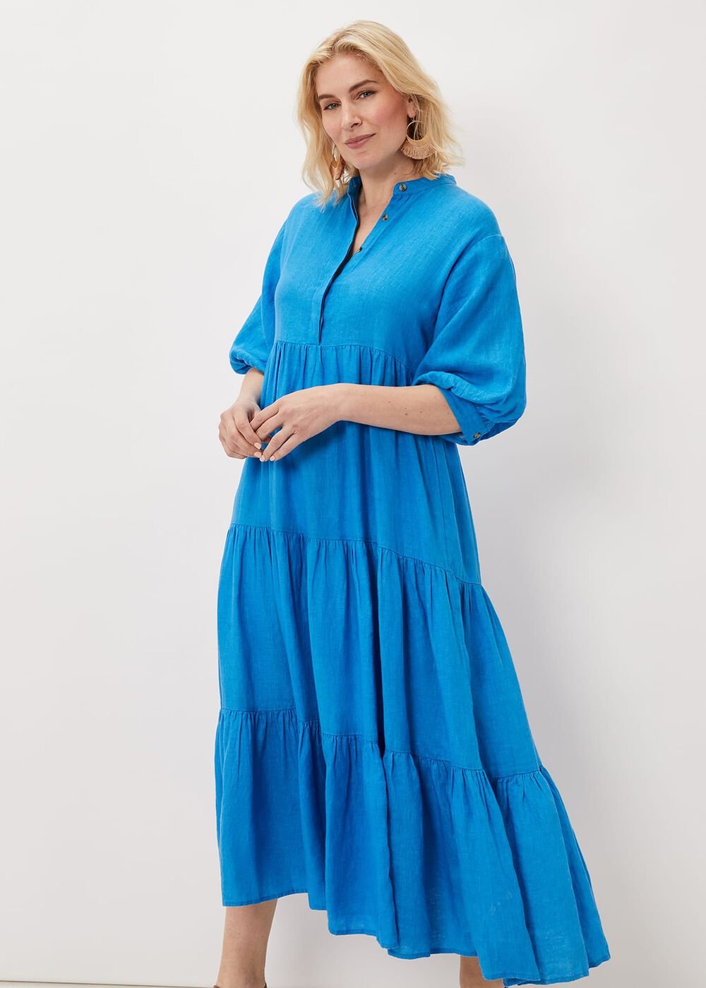 Gracie Tiered Maxi Dress Azure Blue