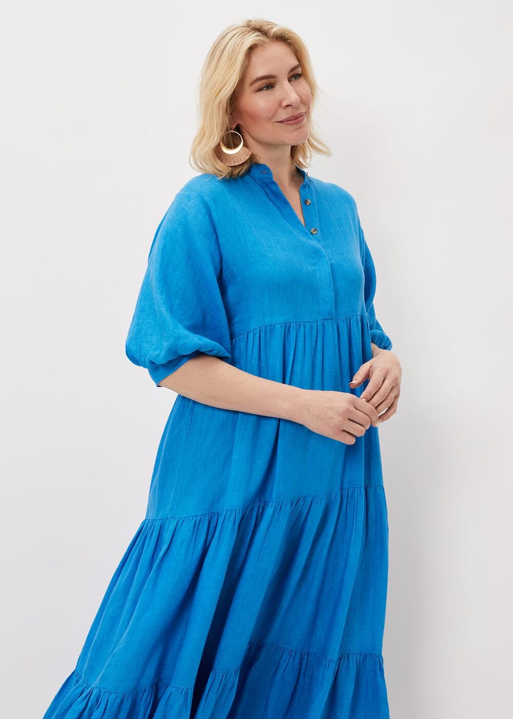 Gracie Tiered Maxi Dress Azure Blue