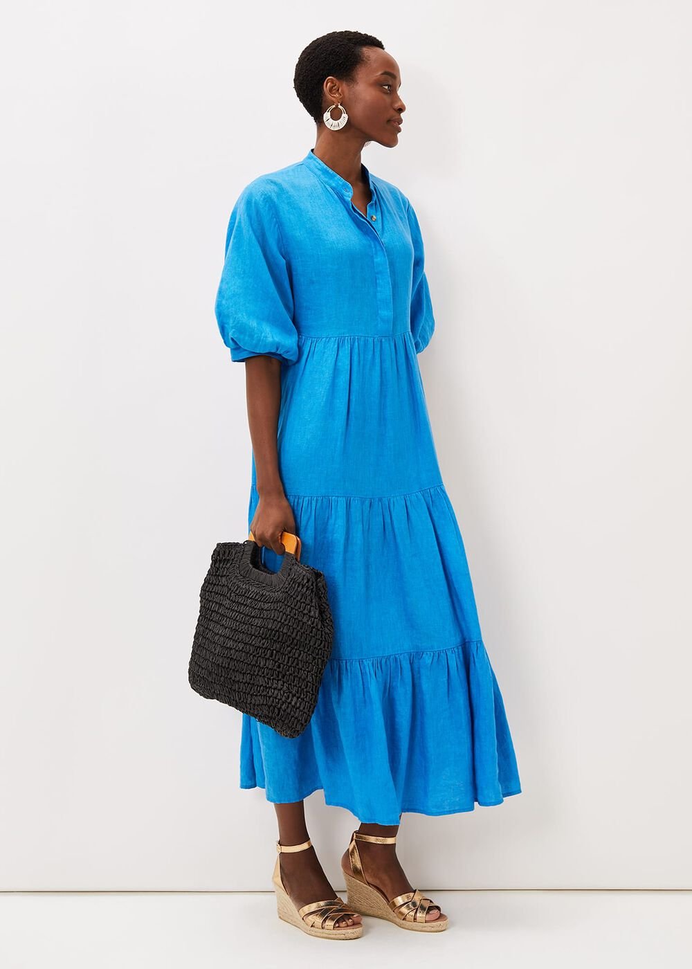 Gracie Tiered Maxi Dress Azure Blue
