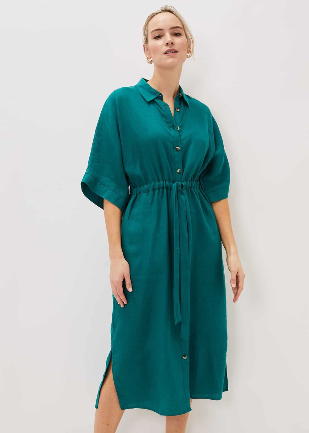 Marlene Tie Shirt Dress Jade