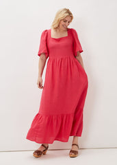 Emaline Linen Maxi Dress Raspberry