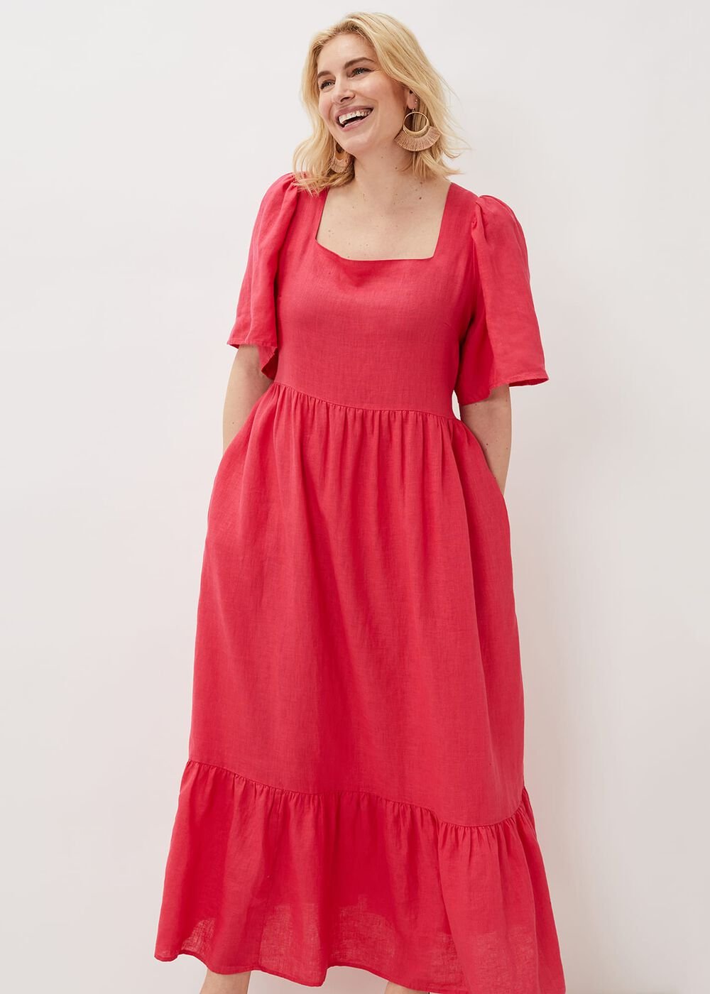 Emaline Linen Maxi Dress Raspberry
