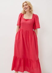 Emaline Linen Maxi Dress Raspberry