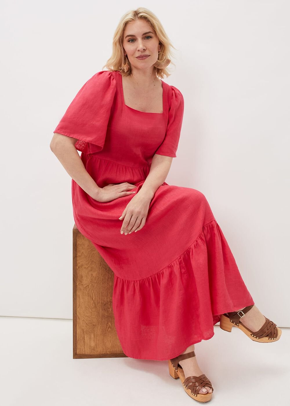 Emaline Linen Maxi Dress Raspberry