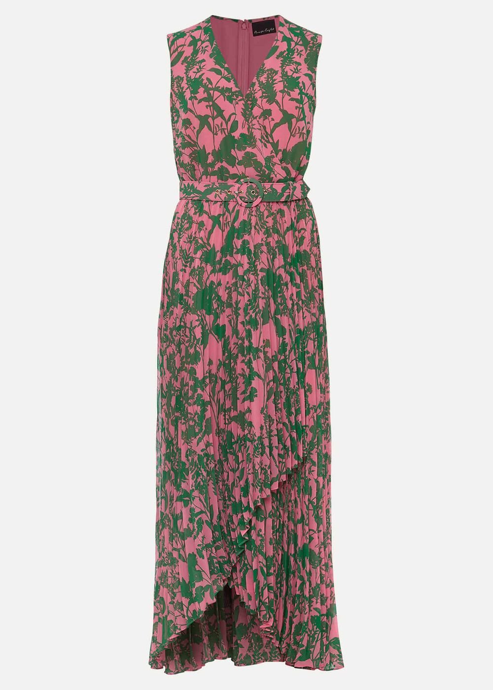 Brianna Pleated Print Dress Pink/Green