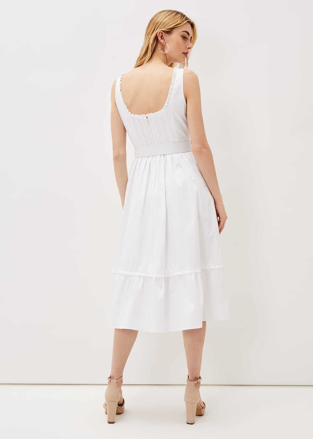 Tanya Cotton Belted Midaxi Dress White