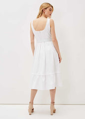 Tanya Cotton Belted Midaxi Dress White