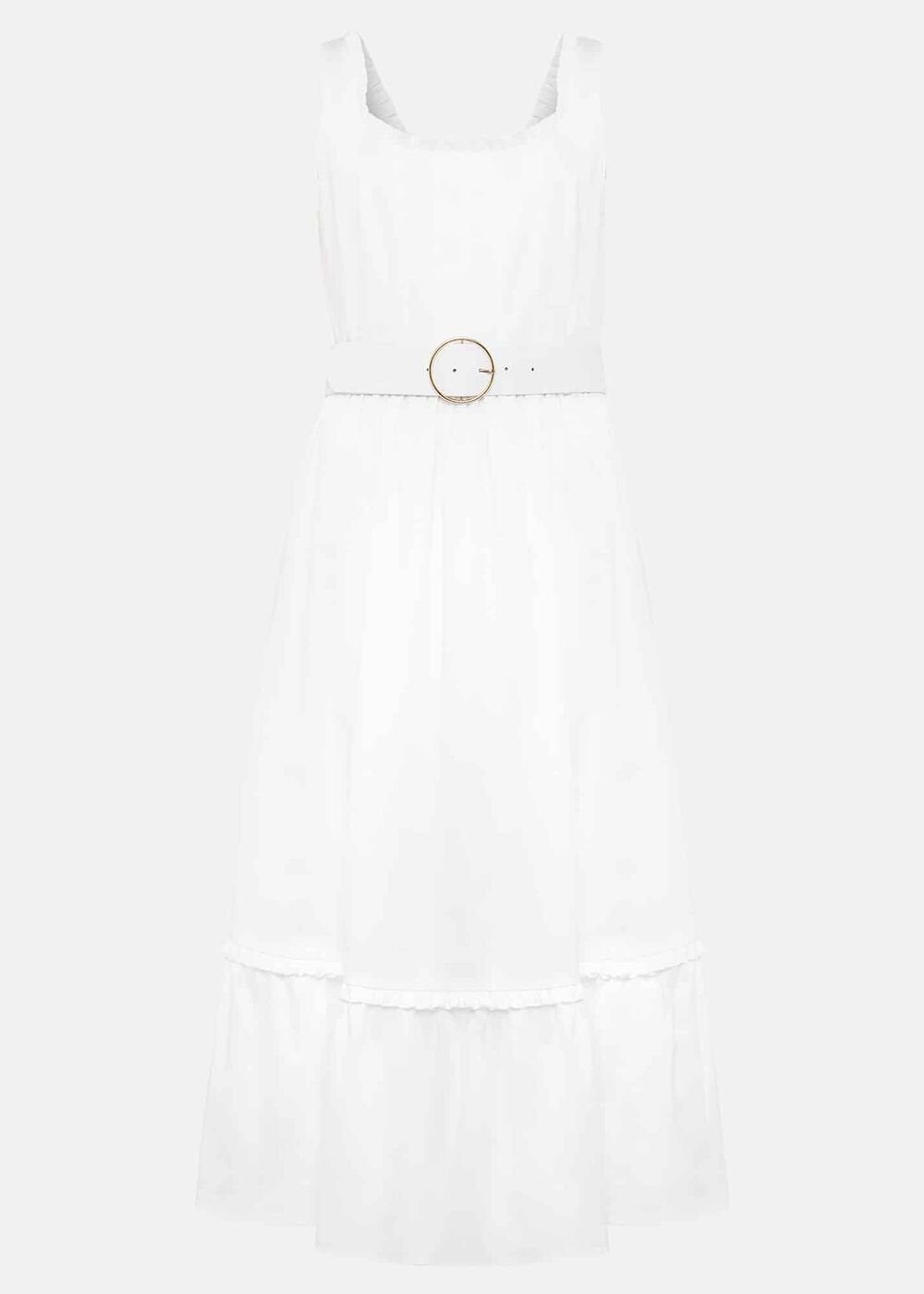 Tanya Cotton Belted Midaxi Dress White