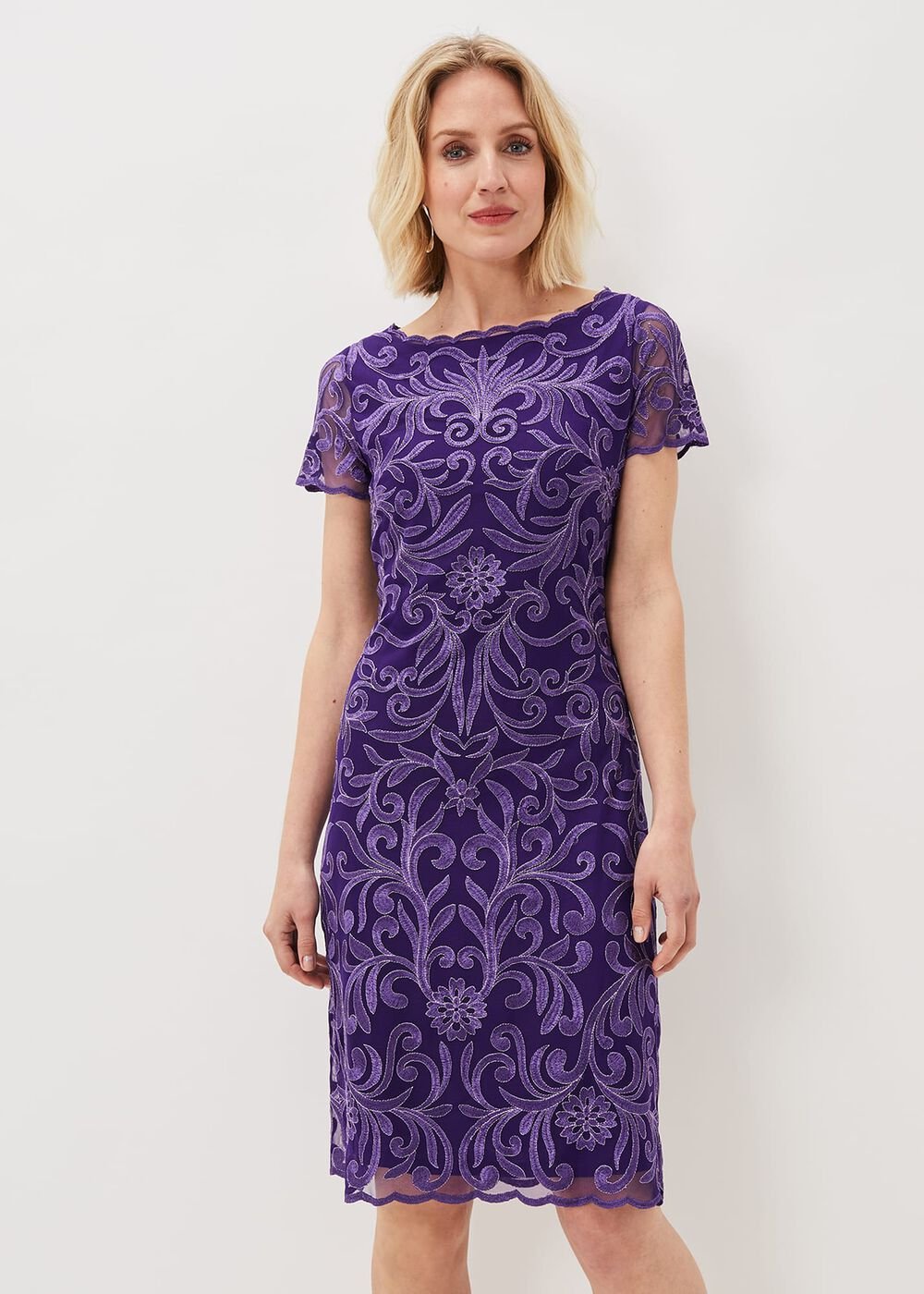Nessa Embroidered Midi Dress Violet