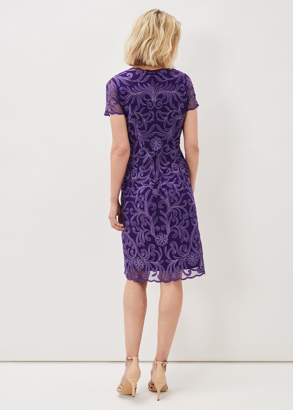 Nessa Embroidered Midi Dress Violet