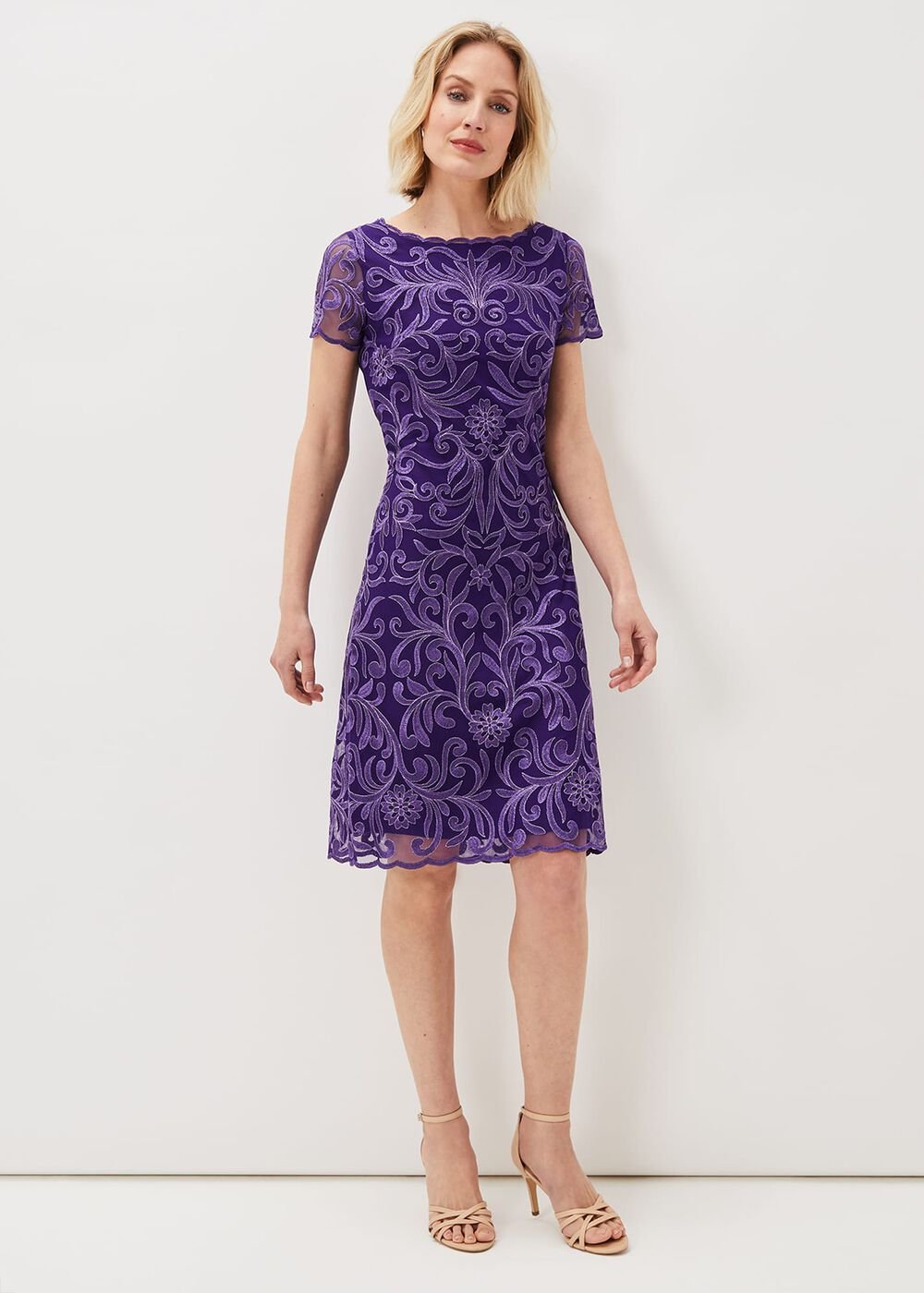 Nessa Embroidered Midi Dress Violet
