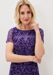 Nessa Embroidered Midi Dress Violet