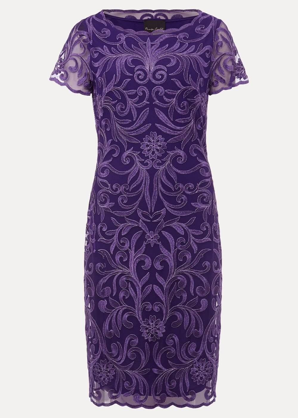 Nessa Embroidered Midi Dress Violet