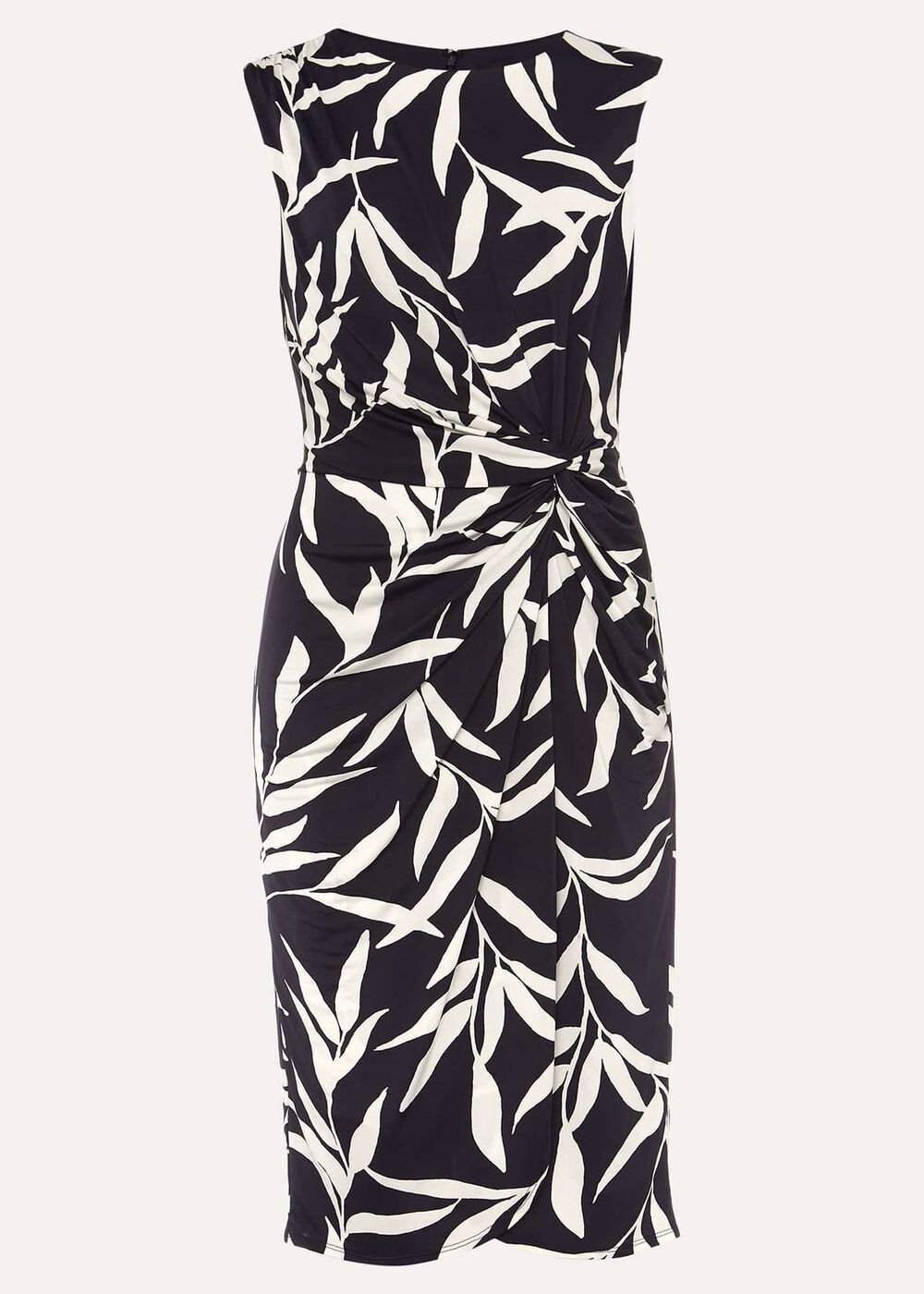 Amber Leaf Print Fitted Jersey Dress Navy/Ivory