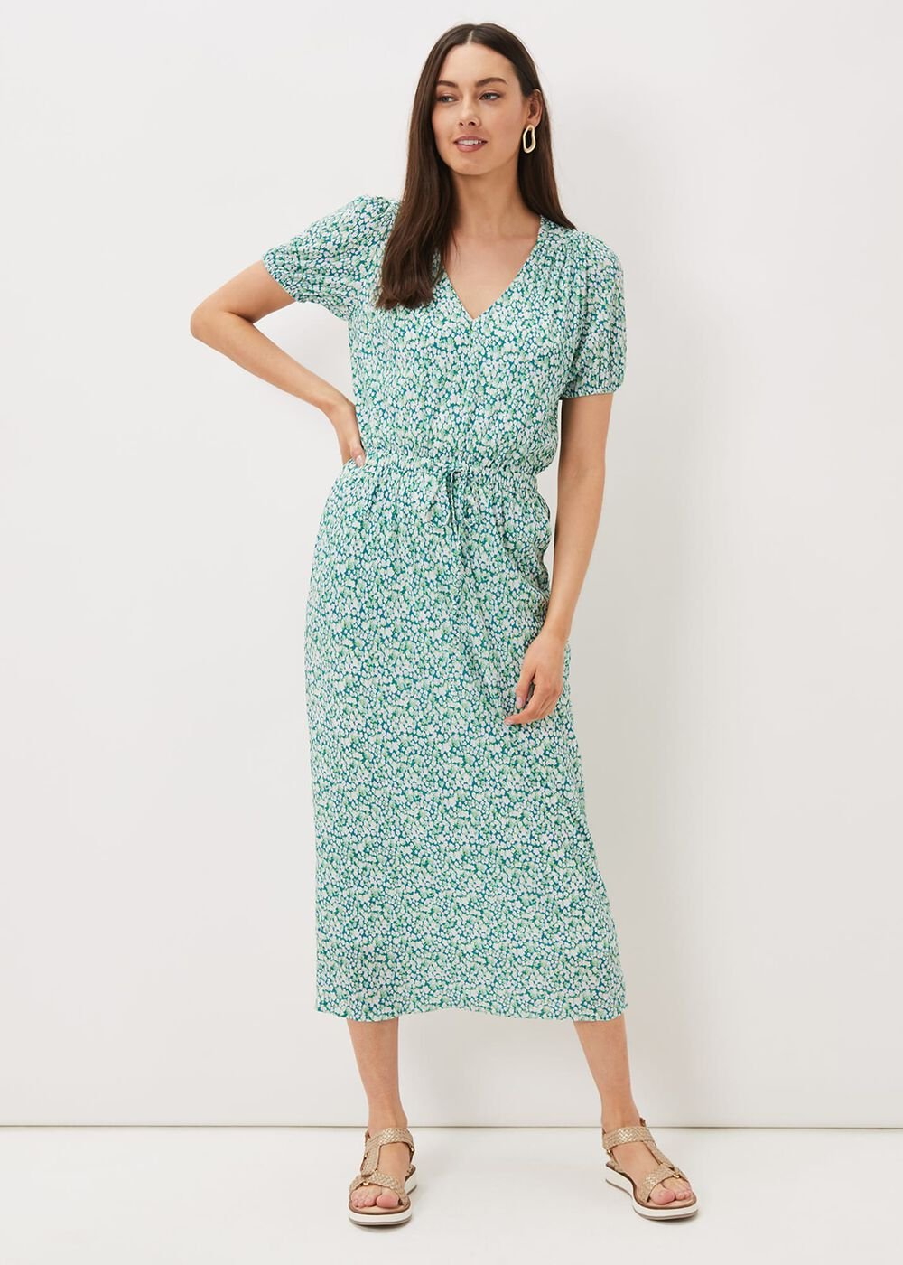 Melani Ditsy Print Midaxi Dress Multi-Coloured