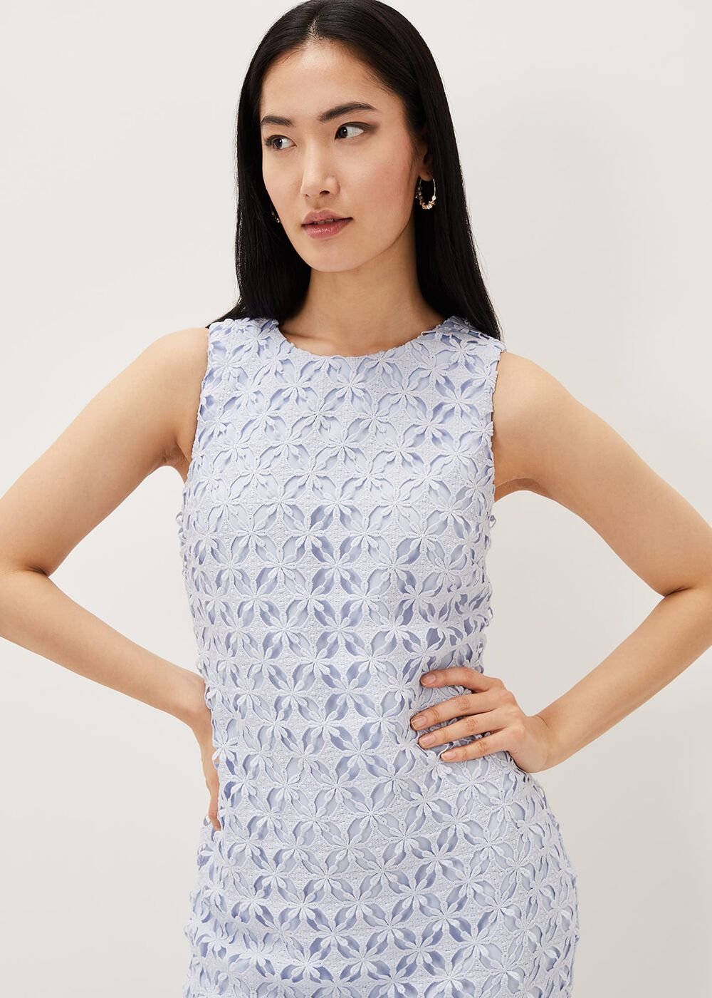 Novah Lace Midi Dress Sky Blue