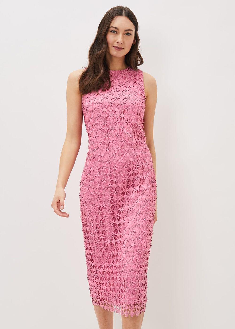Novah Lace Midi Dress Candy Pink