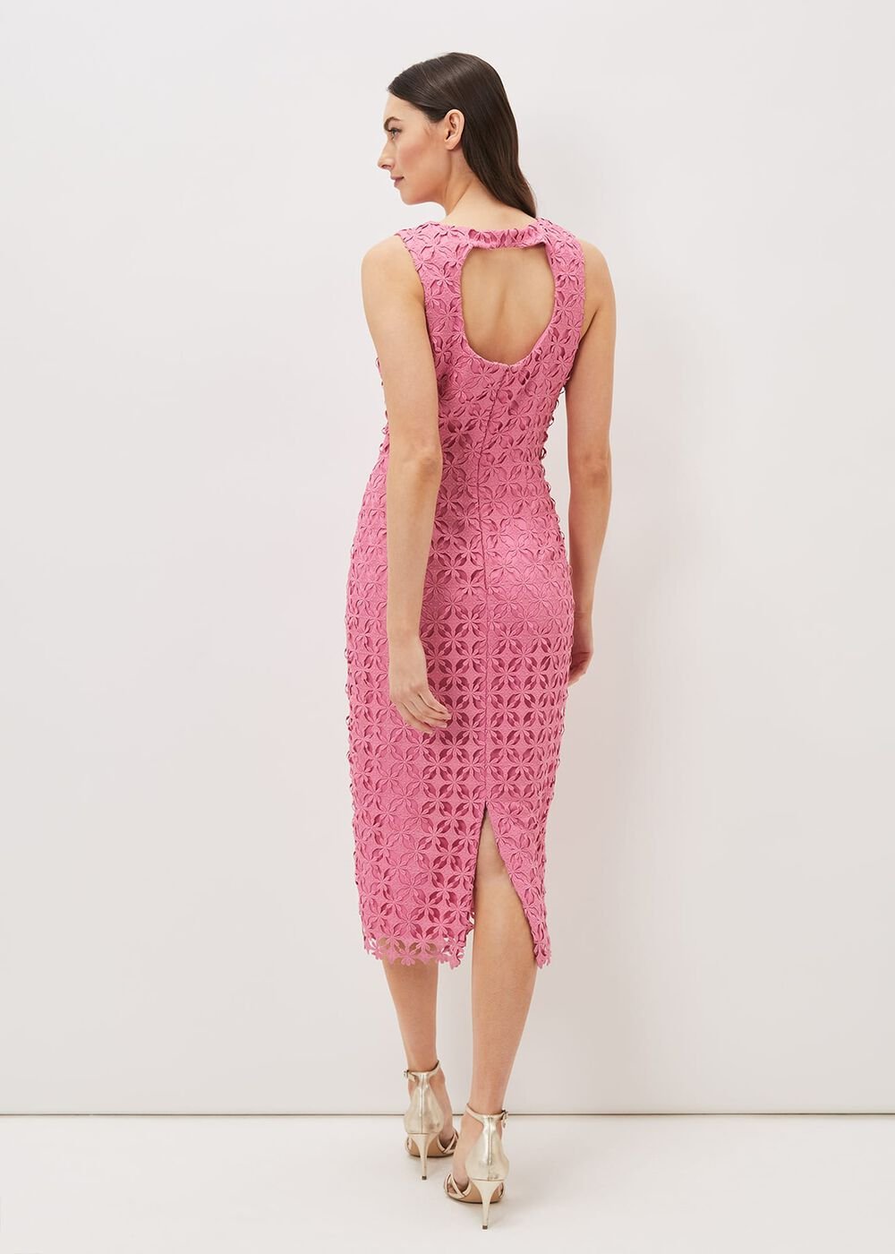 Novah Lace Midi Dress Candy Pink