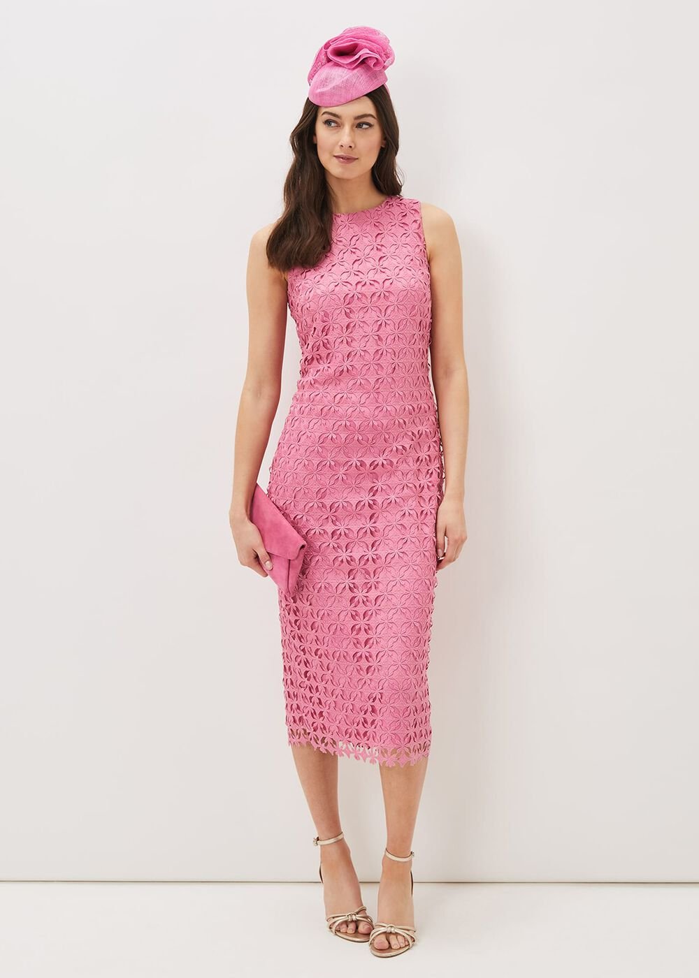 Novah Lace Midi Dress Candy Pink