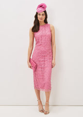 Novah Lace Midi Dress Candy Pink