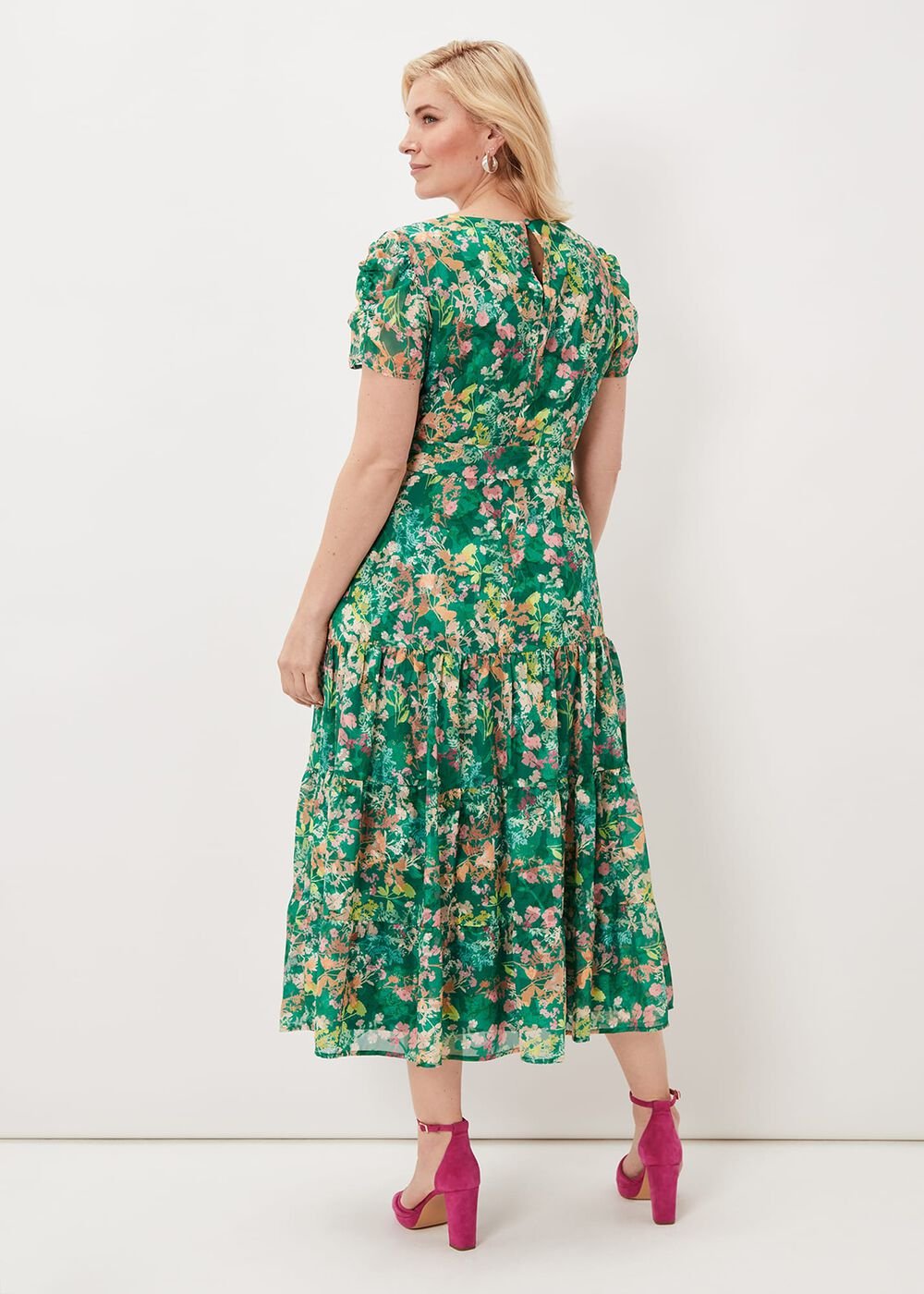 Morven Printed Tiered Dress Green/Multi