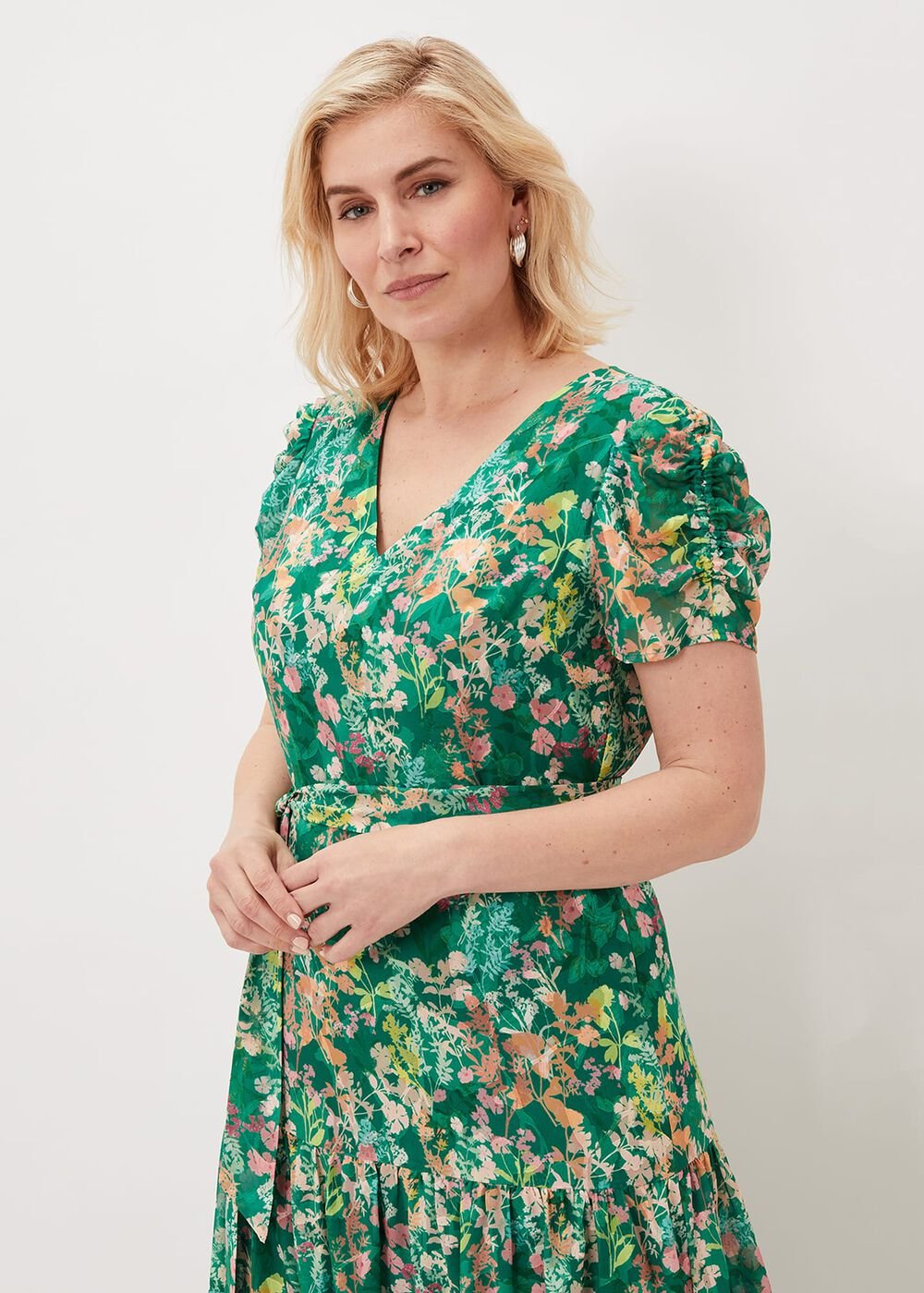 Morven Printed Tiered Dress Green/Multi