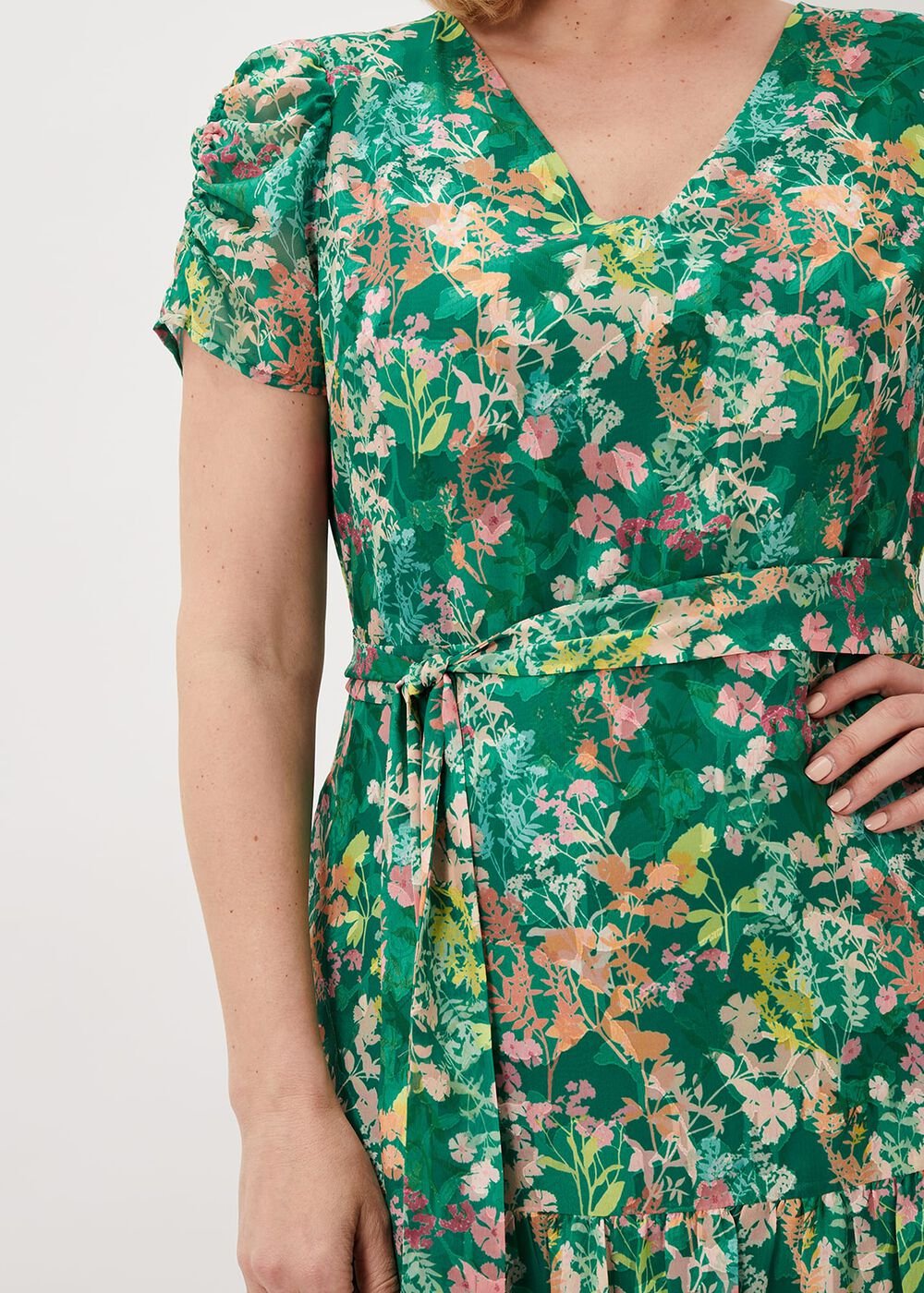 Morven Printed Tiered Dress Green/Multi