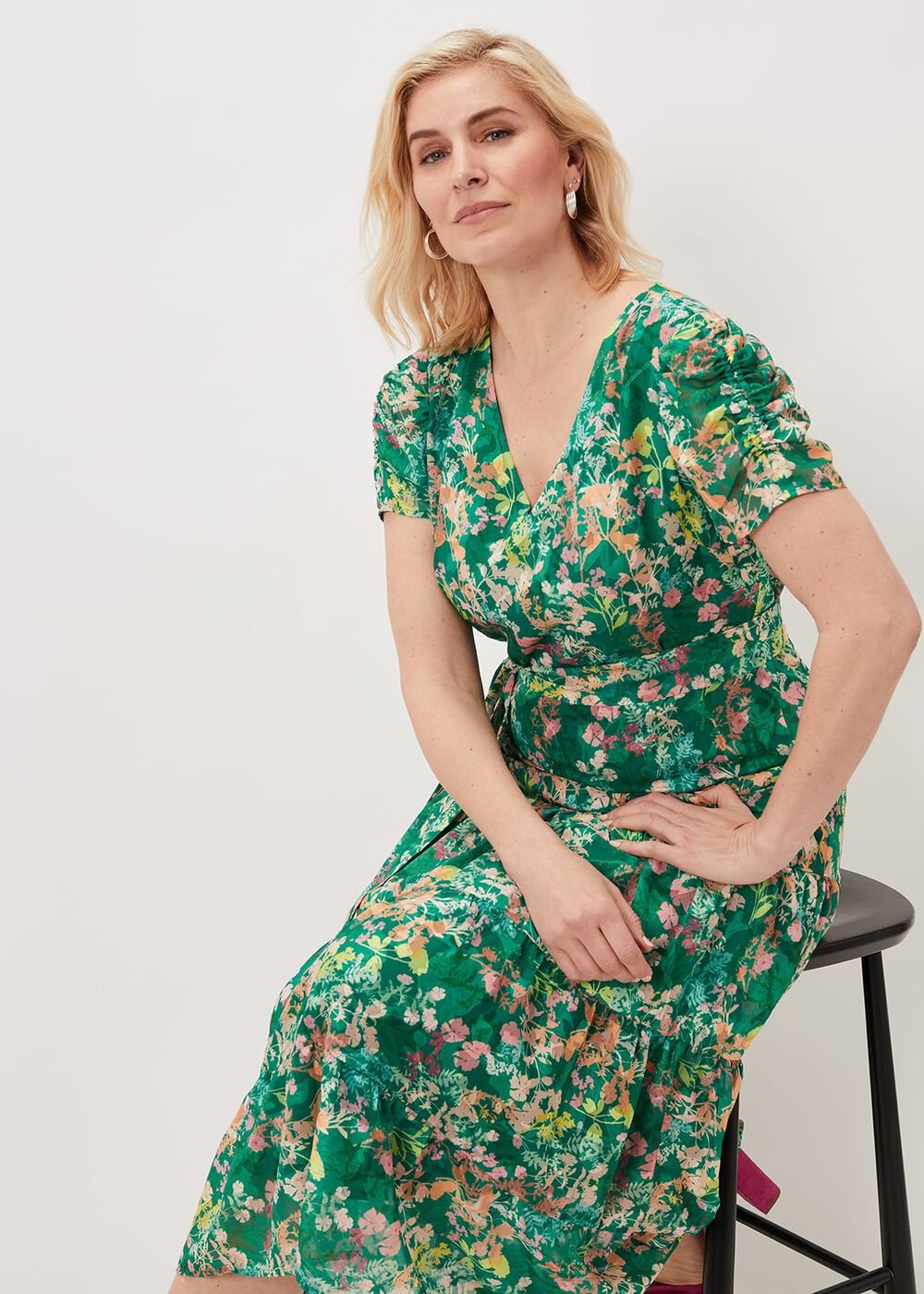 Morven Printed Tiered Dress Green/Multi