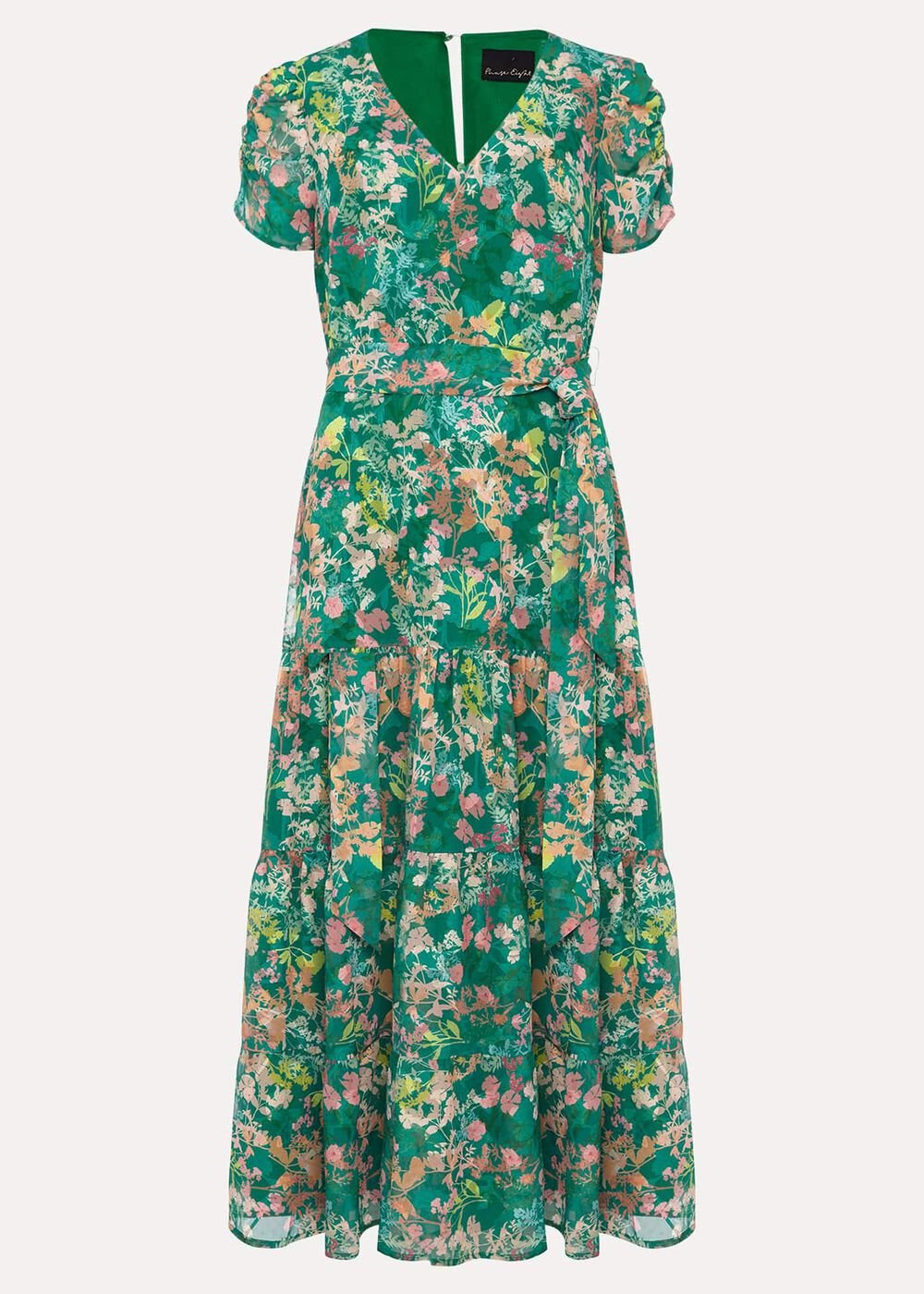 Morven Printed Tiered Dress Green/Multi