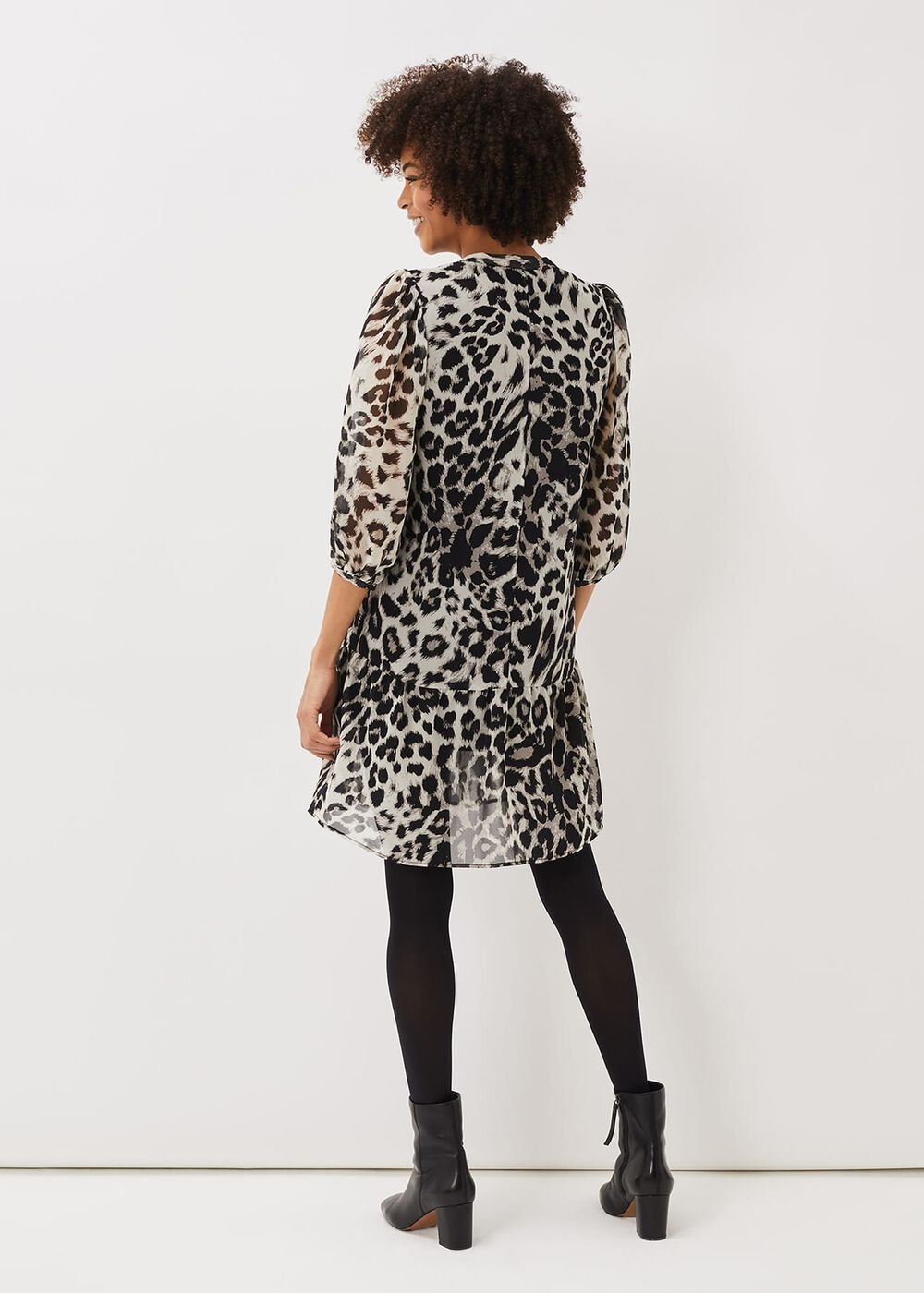 Penele Leopard Print Swing Dress Black/Multi