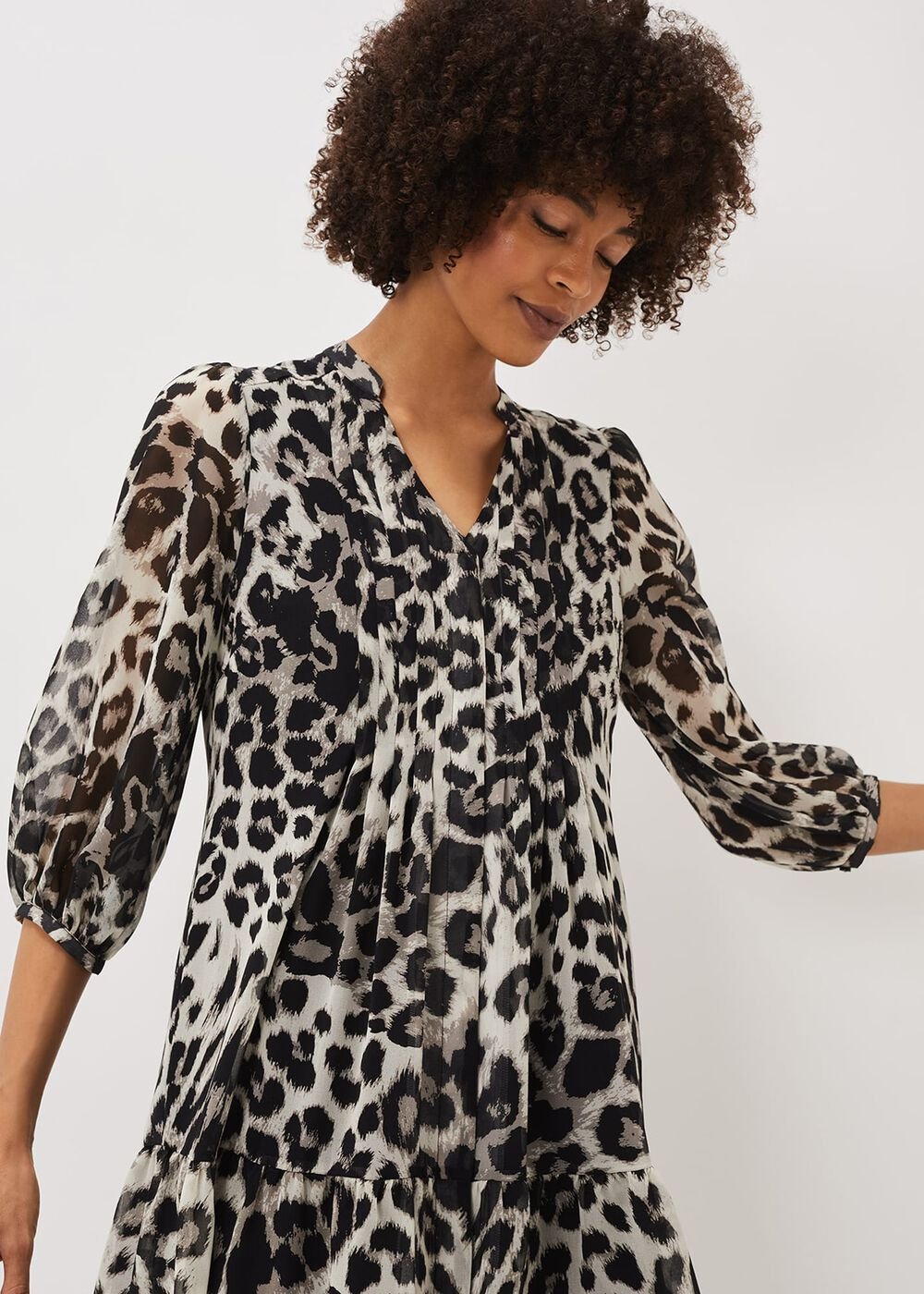 Penele Leopard Print Swing Dress Black/Multi