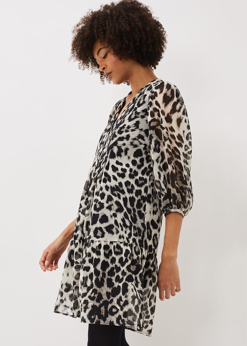Penele Leopard Print Swing Dress Black/Multi