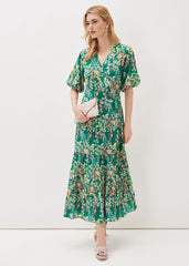 Morven Wrap Maxi Dress Grass Green/Multi