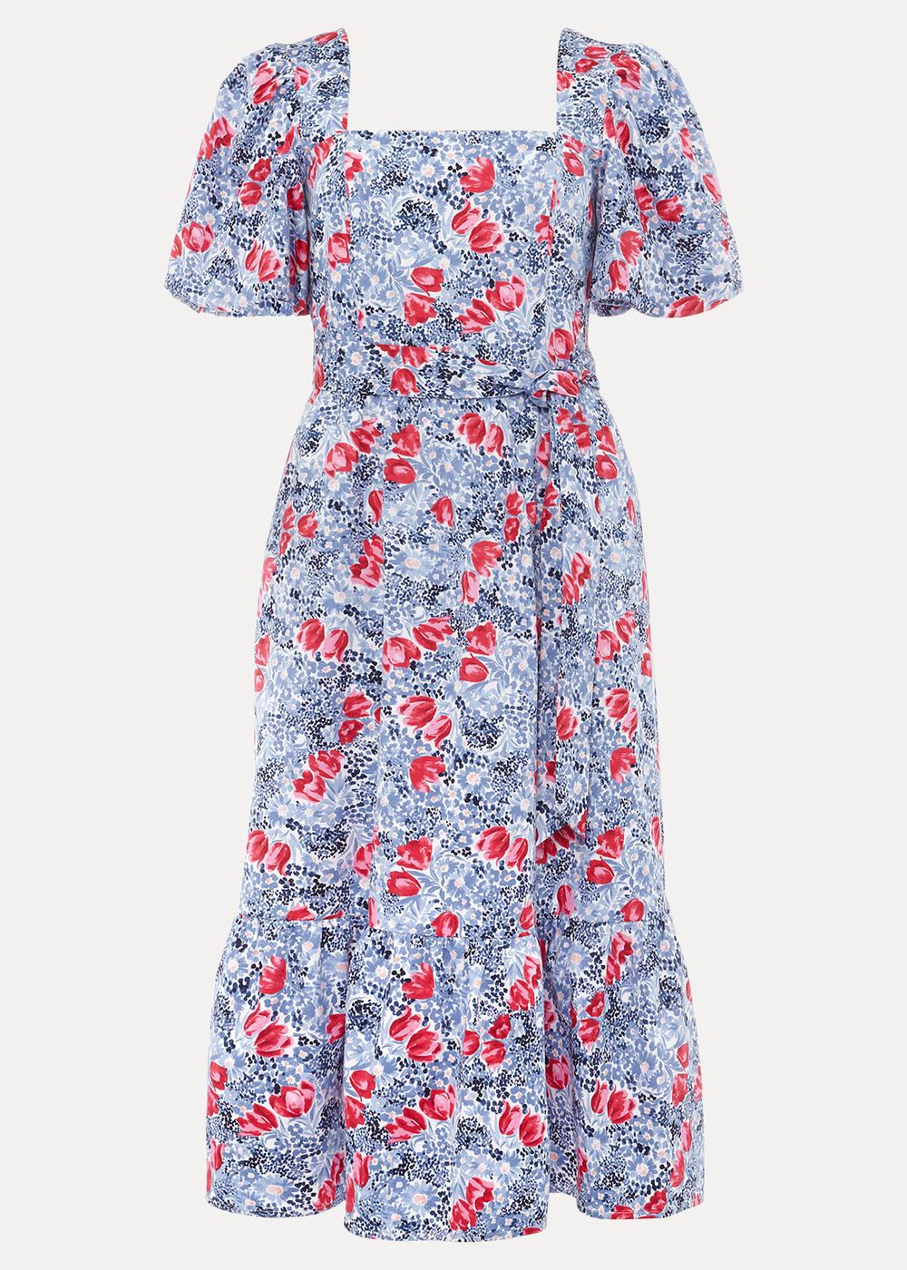 Abbiana Cotton Floral Midi Dress Multi-Coloured