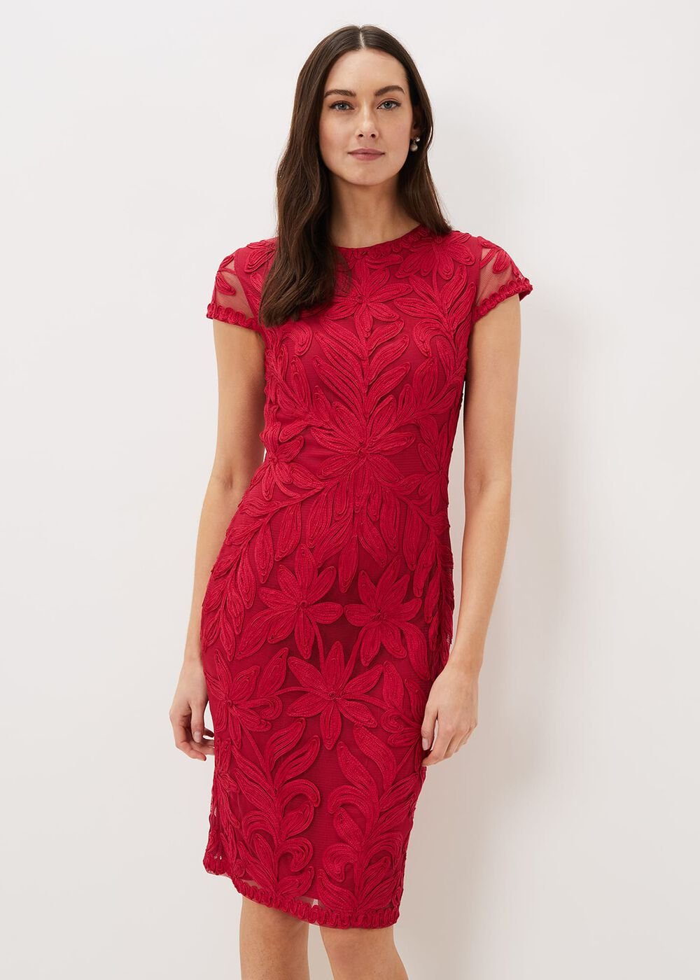 Isobel Tapework Midi Dress Lipstick