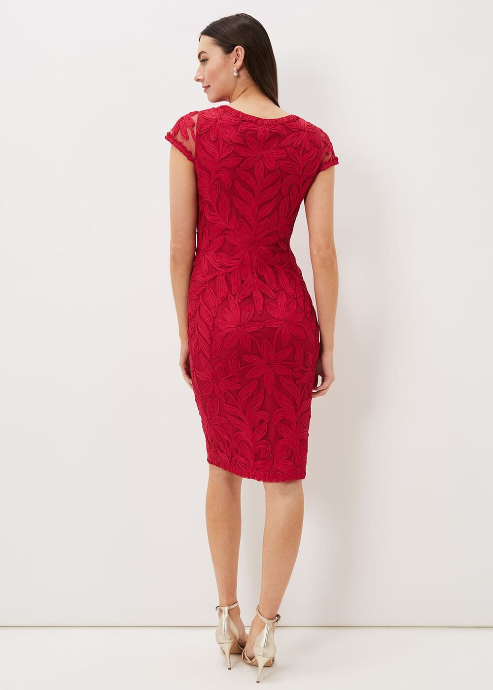 Isobel Tapework Midi Dress Lipstick