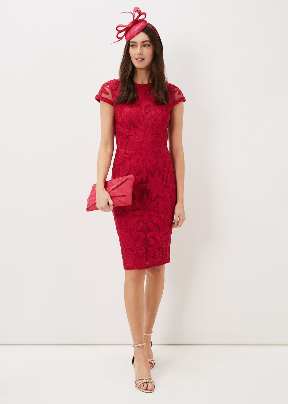 Isobel Tapework Midi Dress Lipstick