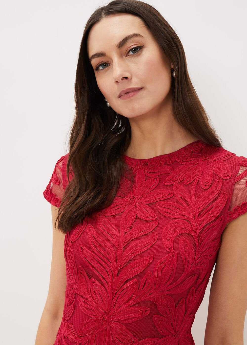 Isobel Tapework Midi Dress Lipstick
