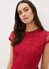 Isobel Tapework Midi Dress Lipstick