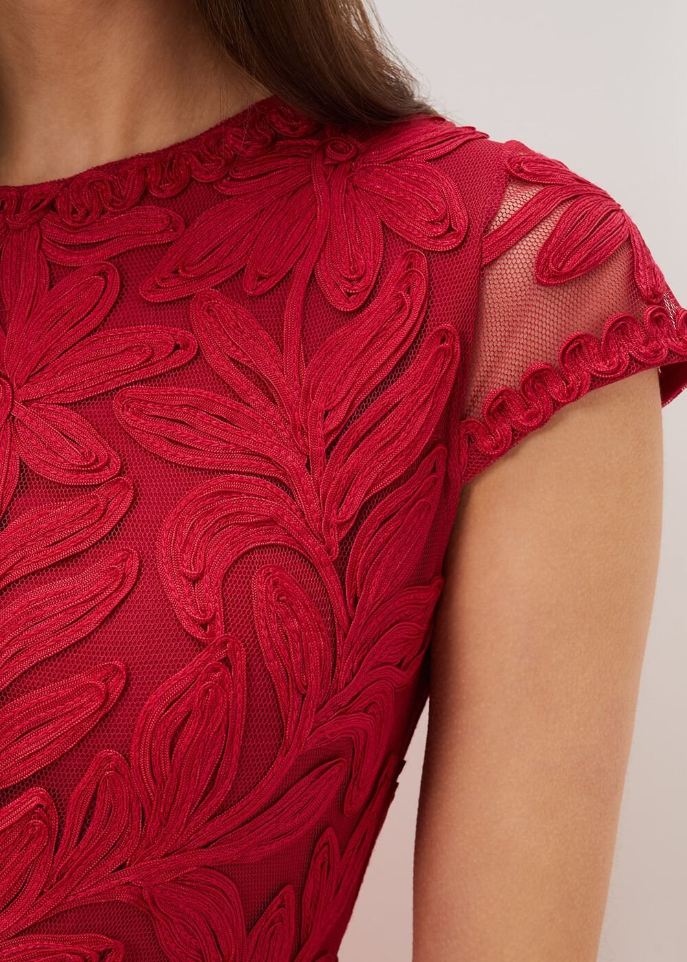 Isobel Tapework Midi Dress Lipstick