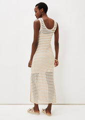 Kimmy Crochet Stripe Maxi Dress Stone/Ivory