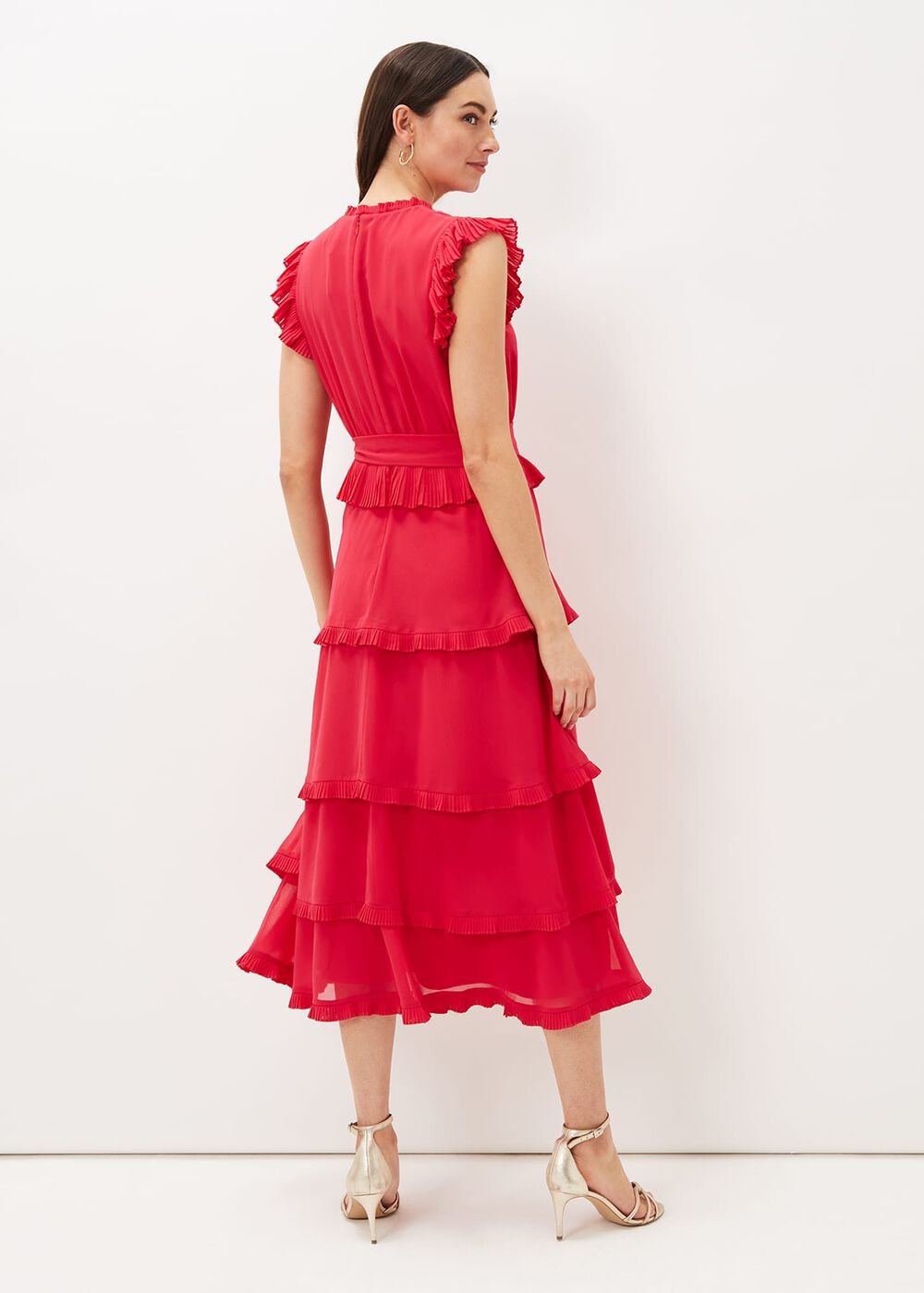 Josephina Tiered Midi Dress Lipstick